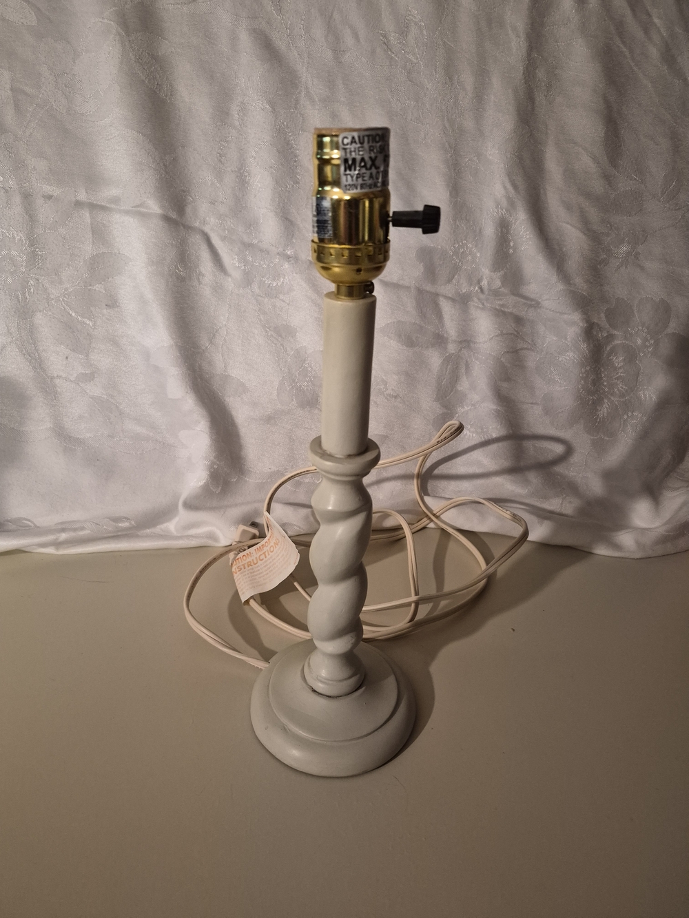 Cream Hand Carved And Turned Stone Table Lamp